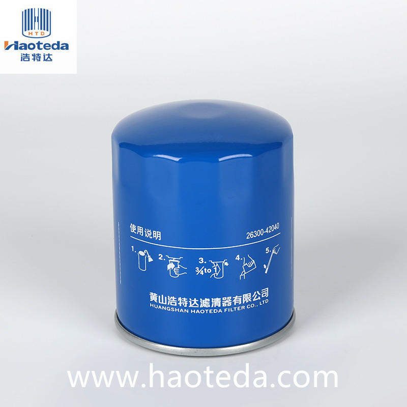 Base de papel de la vivienda del metal del filtro de aceite de motor de las impurezas del retiro 26300-42040/Jx0808b2